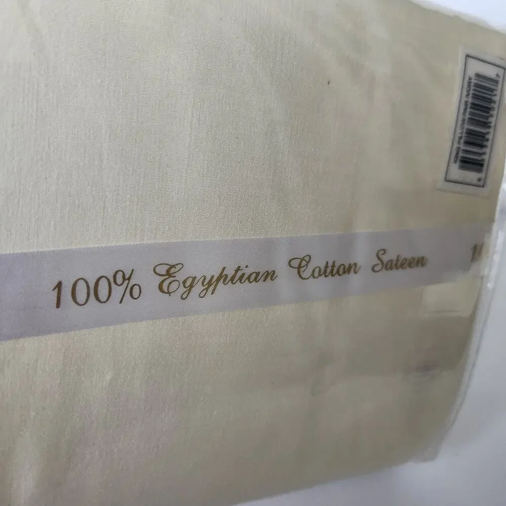 1500 Thread Count Luxury Egyptian Cotton Sateen 2 King Pillowcases NOS Ivory